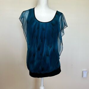 Sheer blue flowy Top with black lining